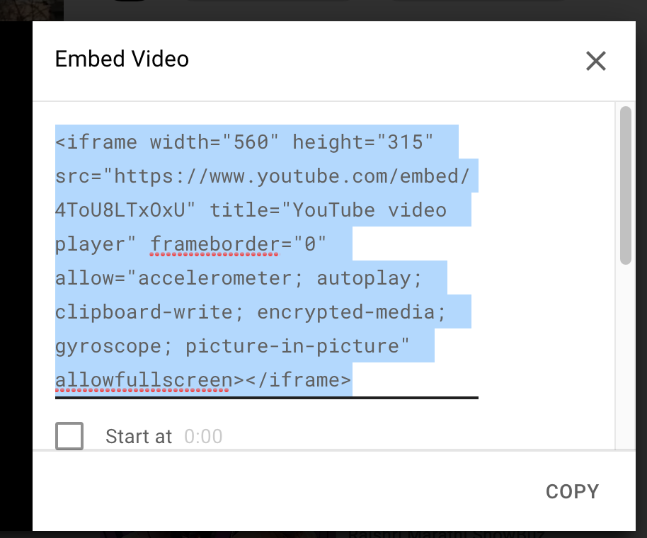 Step3 to embed the video